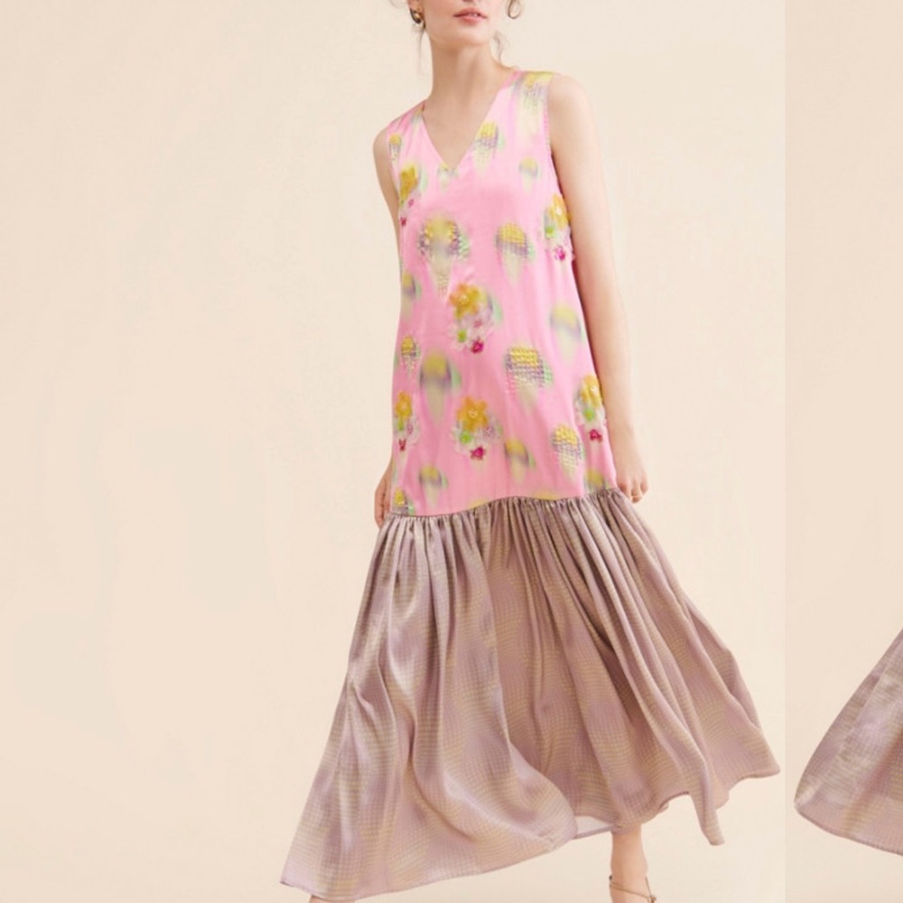 Anthropologie Siddhartha Bansal Flounced Embellished Maxi Dress